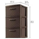 Sterelite Brown Plastic Drawers - 3 Drawers