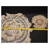 Handmade Crochet Lace Doily with Yellow Trim