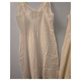 White Cotton and silk Full Slip with Lace Trim