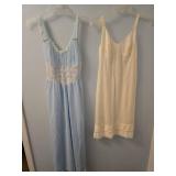 1950s Full Length Slip/nightgown Collection - White and Blue