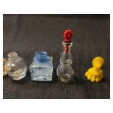 Miniature Glass Perfume Bottles Collection with Yellow Duck