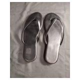 Black Leather Flip Flops