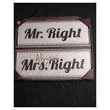 Mr. and Mrs. Right Wedding Sign Set