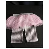 Girls Pink Tulle Striped Leggings Set