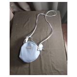 Light Blue Round Crossbody Bag with Gold Hardware