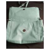 Mint Green Leather Crossbody Bag with Double Zippers