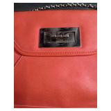 Red Leather Chain Strap Crossbody Bag