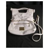 Nicole White Leather Crossbody Bag with Chain Detail