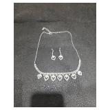 Heart Crystal Statement Necklace and Earring Set