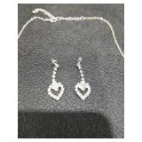 Heart Crystal Statement Necklace and Earring Set