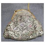 Embroidered Evening Purse with Gold Chain