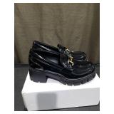 Dream Pairs Black Patent Loafers with Gold Hardware Size 8.5