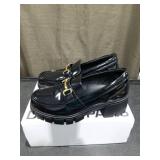 Dream Pairs Black Patent Loafers with Gold Hardware Size 8.5