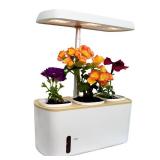 Triple Pot Grow Planter With LED Light and Whole Wheat Trim