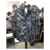 Blue Camouflage Zip-Up Windbreaker Jacket Size XL
