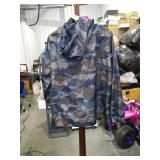 Blue Camouflage Zip-Up Windbreaker Jacket Size XL