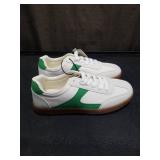 White and Green Classic Gum Sole Sneakers Size 7