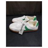 White and Green Classic Gum Sole Sneakers Size 7