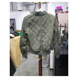 Olive Green Quilted Bomber Jacket Size Medium