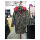 Timing Style Parka with Red Fur Hood Size Medium