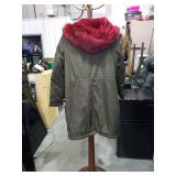 Timing Style Parka with Red Fur Hood Size Medium