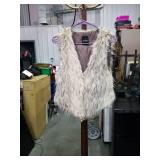 Me Jane White Faux Fur Vest with Gray Lining Size XL