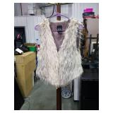 Me Jane White Faux Fur Vest with Gray Lining Size XL