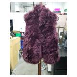 Ci Sono Womens Size Medium Faux Fur Vest Sleeveless Plum Purple Fuzzy Soft Plush