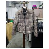 Brown Plaid Quilted Zip-Up Jacket Size Small