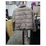Brown Plaid Quilted Zip-Up Jacket Size Small