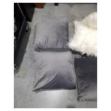 Decorative Throw Pillows Set - Gray and White Faux Fur