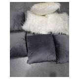 Decorative Throw Pillows Set - Gray and White Faux Fur