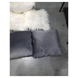 Decorative Throw Pillows Set - Gray and White Faux Fur