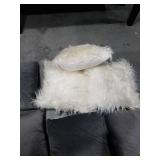 Decorative Throw Pillows Set - Gray and White Faux Fur