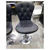 Black Tufted Bar Stools with Chrome Base - Set of 2