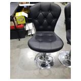 Black Tufted Bar Stools with Chrome Base - Set of 2