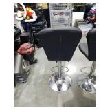 Black Tufted Bar Stools with Chrome Base - Set of 2