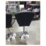 Black Tufted Bar Stools with Chrome Base - Set of 2