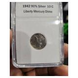 1942 90% Silver Liberty Mercury Dime