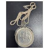 Decorative Coin Pendant Necklace with Rope Chain