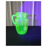 Green Depression Glass Pitcher