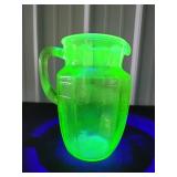 Green Depression Glass Pitcher