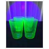 Green Uranium Glass Tumblers Set of 4