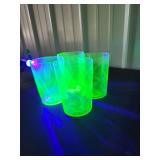 Green Uranium Glass Tumblers Set of 4