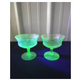 Uranium Glass Champagne Coupes Set