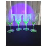 Uranium Glass Wine Goblets Set of 4