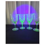 Uranium Glass Wine Goblets Set of 4
