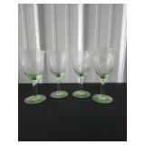 Uranium Glass Wine Goblets Set of 4