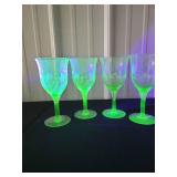 Uranium Glass Wine Goblets Set of 4