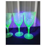 Uranium Glass Wine Goblets Set of 4